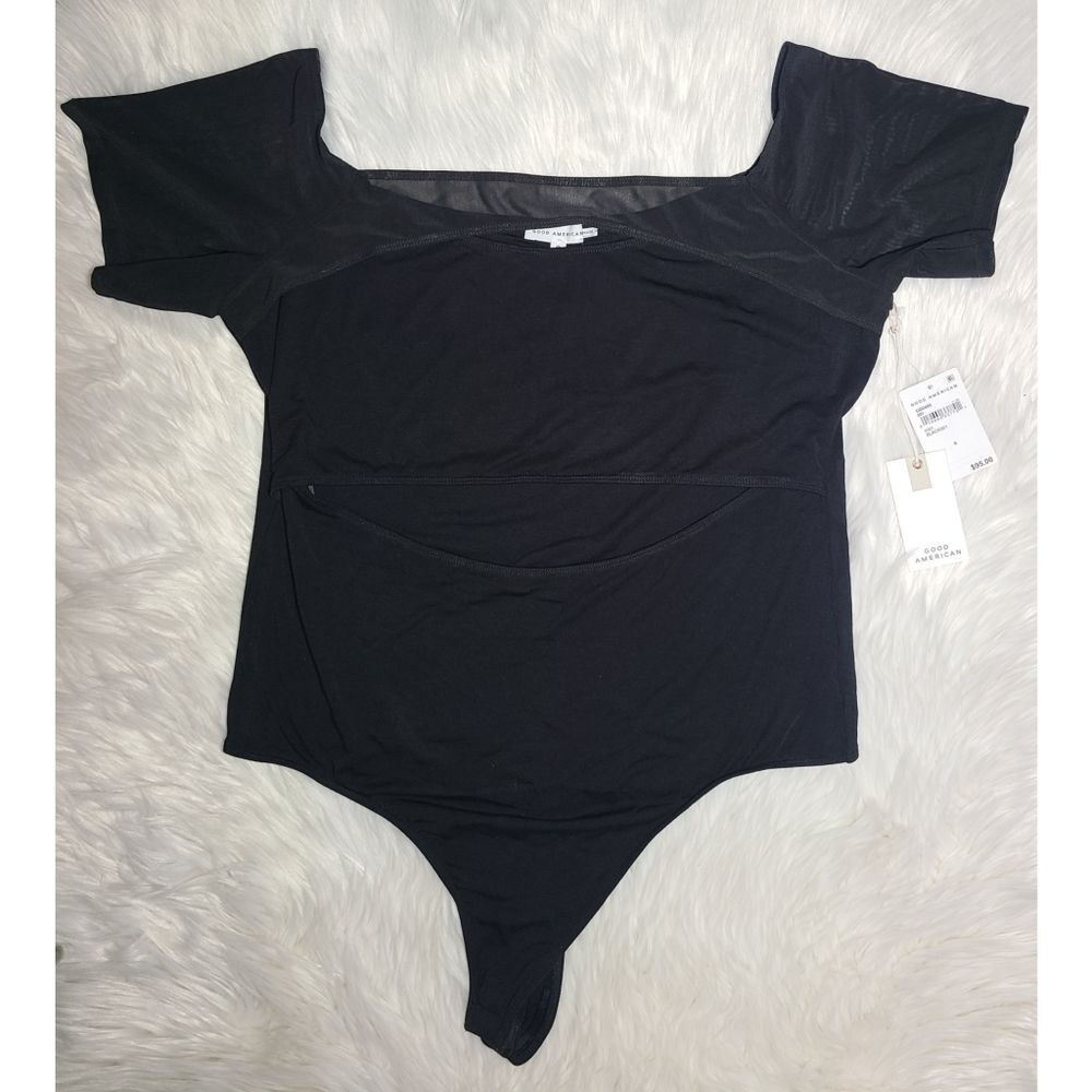 NWT|Good American Black Off Shoulder Cut Out Bodysuit, 6 - Picture 4 of 10